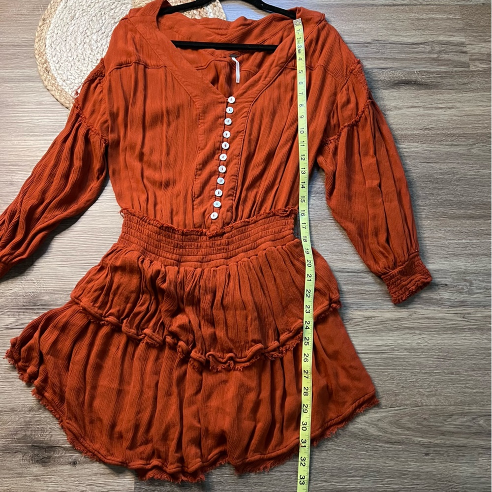 FREE PEOPLE The Romy Mini Dress Fire Chestnut - Picture 4 of 9